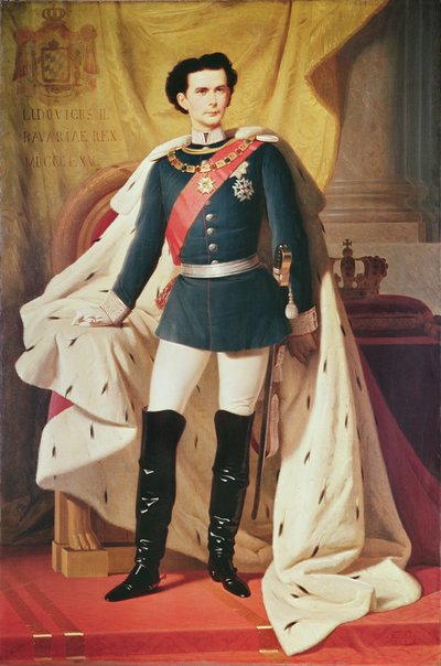 Portret van Ludwig II (1845-86) van Beieren in uniform, 1865 door Ferdinand II Piloty